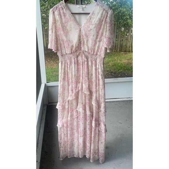 Haver & Blair London 2X  tiered skirt pink floral wedding guest party date night - Picture 4 of 8